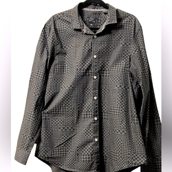 Armani Exchange Shirt Mens Xl Black and green color Button Down Long Sleeve - Picture 1 of 10